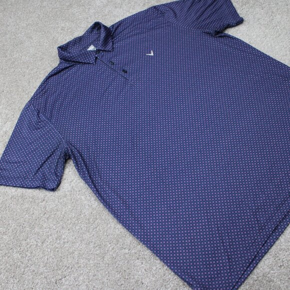 Callaway Opti-Dri Polo Shirt Mens XL Blue/Pink Geometric Golf Stretch S/S - Picture 7 of 13